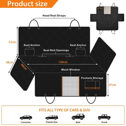 Vehicle Rear Seat Protection Mat for Pets, Oxford Fabric Waterproof Scratch Resistant Pet Car Back Seat Cushion, Non-slip Dog Seat Cover Suitable for Outdoor Driving and Pet Travel